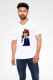 Transformers Beyaz Unisex  V Yaka Tişört