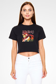 Travis Scott Baskılı Crop Top Siyah Kadın Tişört