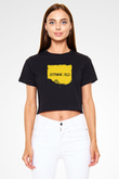 Travis Scott Baskılı Crop Top Siyah Kadın Tişört