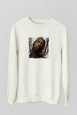 Travis Scott Baskılı Unisex Beyaz Sweatshirt