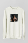 Travis Scott Baskılı Unisex Beyaz Sweatshirt