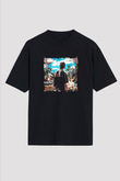 Travis Scott Baskılı Unisex Oversize Siyah Tişört