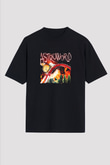 Travis Scott Baskılı Unisex Oversize Siyah Tişört