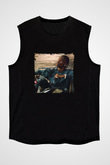 Travis Scott Baskılı Unisex Siyah Kolsuz Tişört