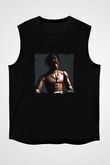 Travis Scott Baskılı Unisex Siyah Kolsuz Tişört