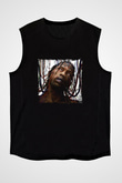 Travis Scott Baskılı Unisex Siyah Kolsuz Tişört