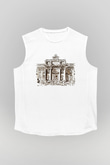 Trevi Çeşmesi Beyaz Unisex Kolsuz Tişört