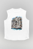 Trevi Çeşmesi Beyaz Unisex Kolsuz Tişört