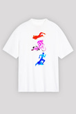 Triathlon Baskılı Unisex Beyaz Oversize Tişört - Tshirt