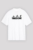 Triathlon Baskılı Unisex Beyaz Oversize Tişört - Tshirt