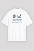 Triathlon Baskılı Unisex Beyaz Oversize Tişört - Tshirt
