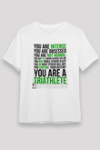 Triathlon Baskılı Unisex Beyaz Tişört - Tshirt