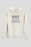 Triathlon Baskılı Unisex Ekru Hoodie