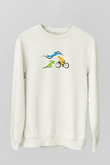 Triathlon Baskılı Unisex Ekru Sweatshirt