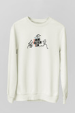 Triathlon Baskılı Unisex Ekru Sweatshirt
