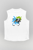 Triathlon Baskılı Unisex Kolsuz Beyaz Tişört