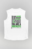 Triathlon Baskılı Unisex Kolsuz Beyaz Tişört