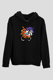 Triathlon Baskılı Unisex Siyah Kapüşonlu Sweatshirt