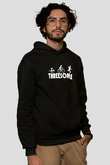 Triathlon Baskılı Unisex Siyah Kapüşonlu Sweatshirt