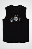 Triathlon Baskılı Unisex Siyah Kolsuz Tişört