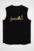 Triathlon Baskılı Unisex Siyah Kolsuz Tişört