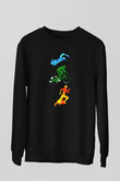Triathlon Baskılı Unisex Siyah Sweatshirt