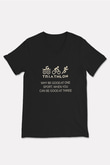 Triathlon Baskılı Unisex Siyah V Yaka Tişört