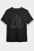Trigonometri Geometri Baskılı Unisex Siyah Tişört