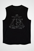 Trigonometri Geometri Baskılı Unisex Siyah Kolsuz Tişört