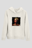 Tupac Baskılı Unisex Beyaz Kapüşonlu Sweatshirt