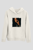 Tupac Baskılı Unisex Beyaz Kapüşonlu Sweatshirt