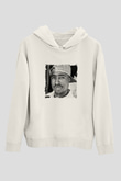 Tupac Baskılı Unisex Beyaz Kapüşonlu Sweatshirt