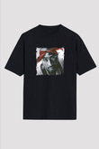 Tupac Baskılı Unisex Oversize Siyah Tişört