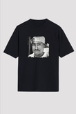 Tupac Baskılı Unisex Oversize Siyah Tişört