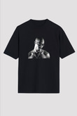 Tupac Baskılı Unisex Oversize Siyah Tişört