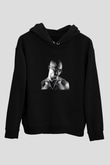 Tupac Baskılı Unisex Siyah Hoodie