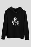 Tupac Baskılı Unisex Siyah Hoodie