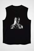 Tupac Baskılı Unisex Siyah Kolsuz Tişört