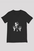 Tupac Baskılı Unisex Siyah V Yaka Tişört