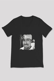 Tupac Baskılı Unisex Siyah V Yaka Tişört