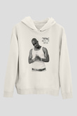 Tupac Shakur Beyaz Unisex Kapşonlu Sweatshirt