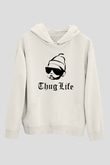Tupac Shakur Beyaz Unisex Kapşonlu Sweatshirt