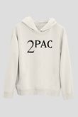 Tupac Shakur Beyaz Unisex Kapşonlu Sweatshirt