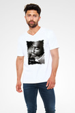 Tupac Shakur Beyaz Unisex V Yaka Tişört T-Shirt