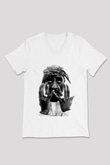 Tupac Shakur Beyaz Unisex V Yaka Tişört T-Shirt
