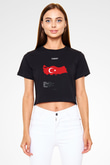 Türkiye Siyah  Crop Top Tişört