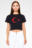Türkiye Siyah  Crop Top Tişört