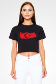 Türkiye Siyah Crop Top Tişört