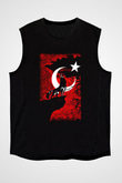 Türkiye Siyah Unisex Kolsuz Tişört