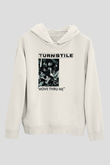 Turnstile Baskılı Beyaz Unisex Kapüşonlu Sweatshirt